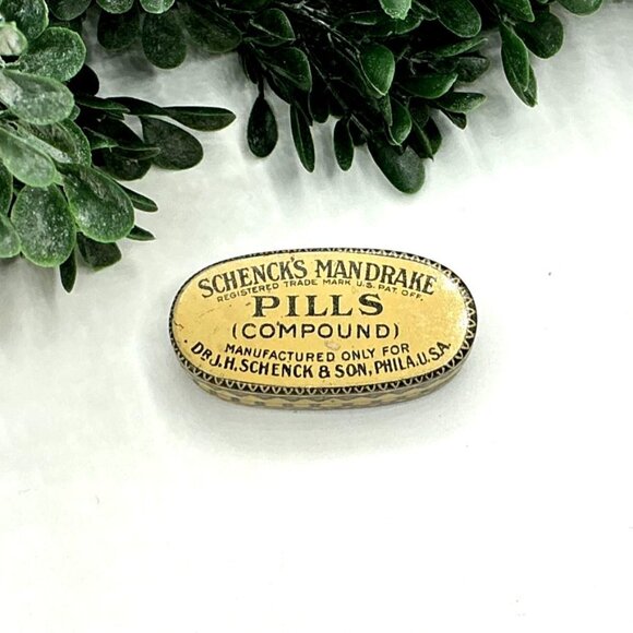 Vintage Schencks Mandrake Pills Compound Tin Box - Picture 1 of 5